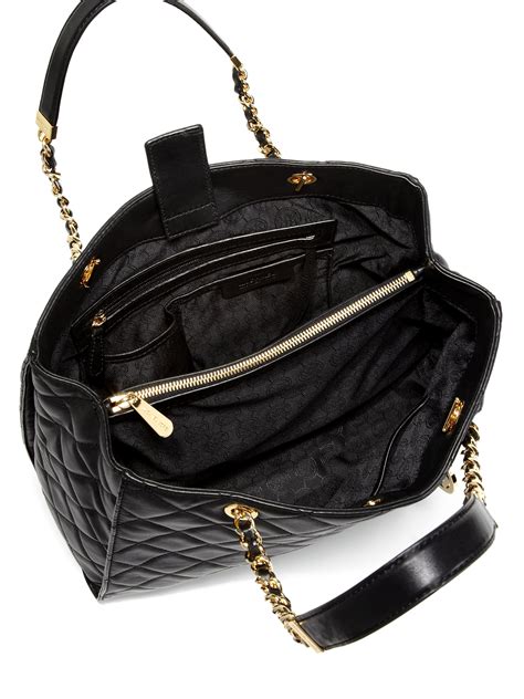 michael kors dillon black tote bag|Michael Kors quilted bag black.